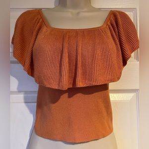 FOREVER 21 Orange Ruffle Crop Top Size Medium NWT‎